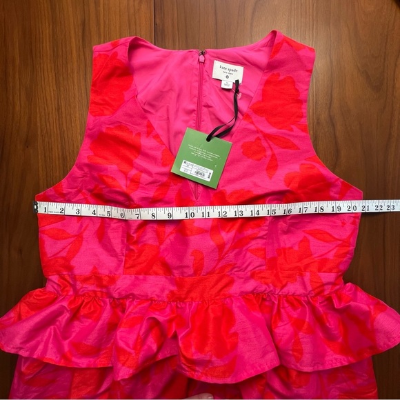 Kate Spade Pink Floral Peplum Sleeveless Midi Dress, 16 - Picture 8 of 8